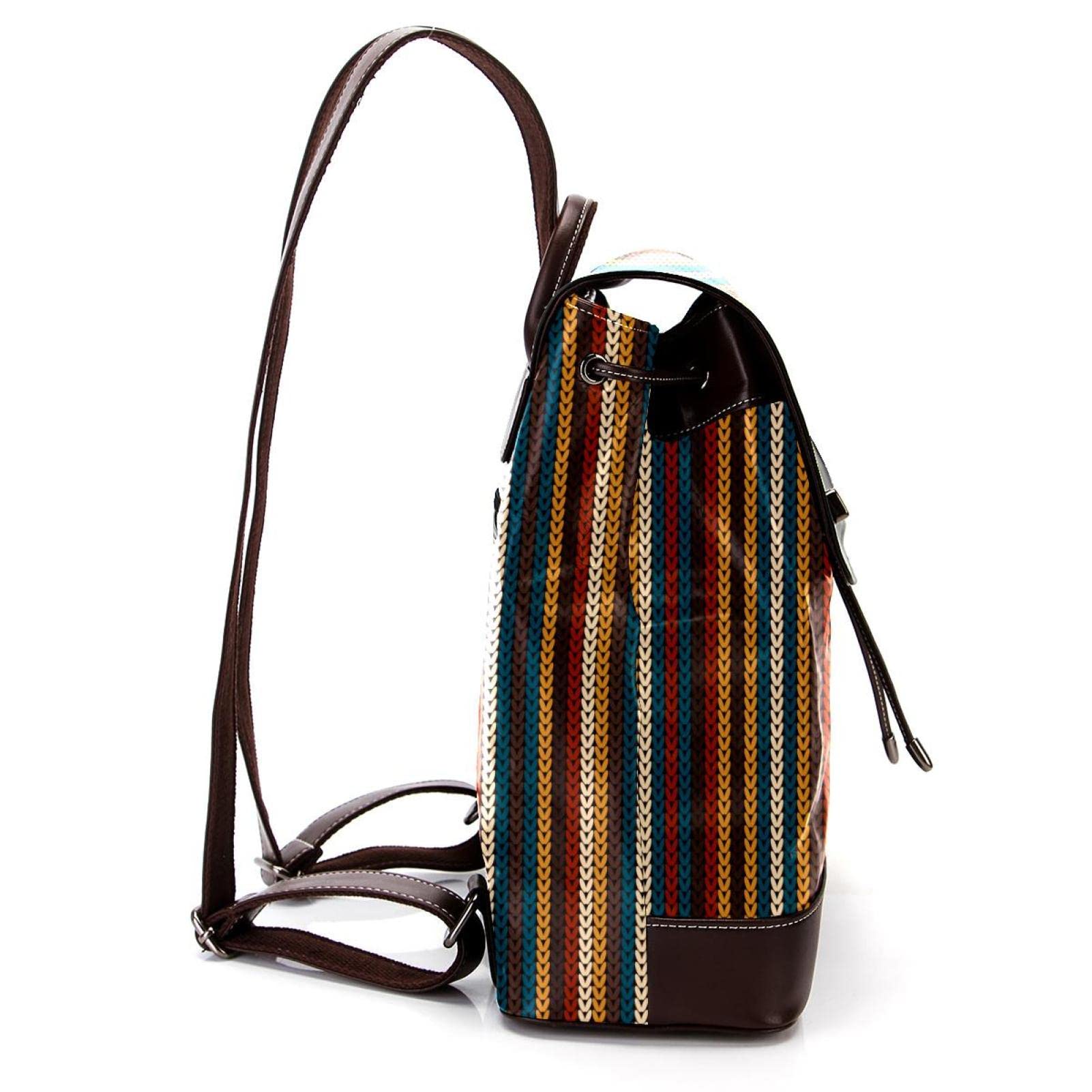Retro paski boho mini sztuczna skóra plecak torebka, damski plecak torebka torba szkolna, Wielokolorowy 01