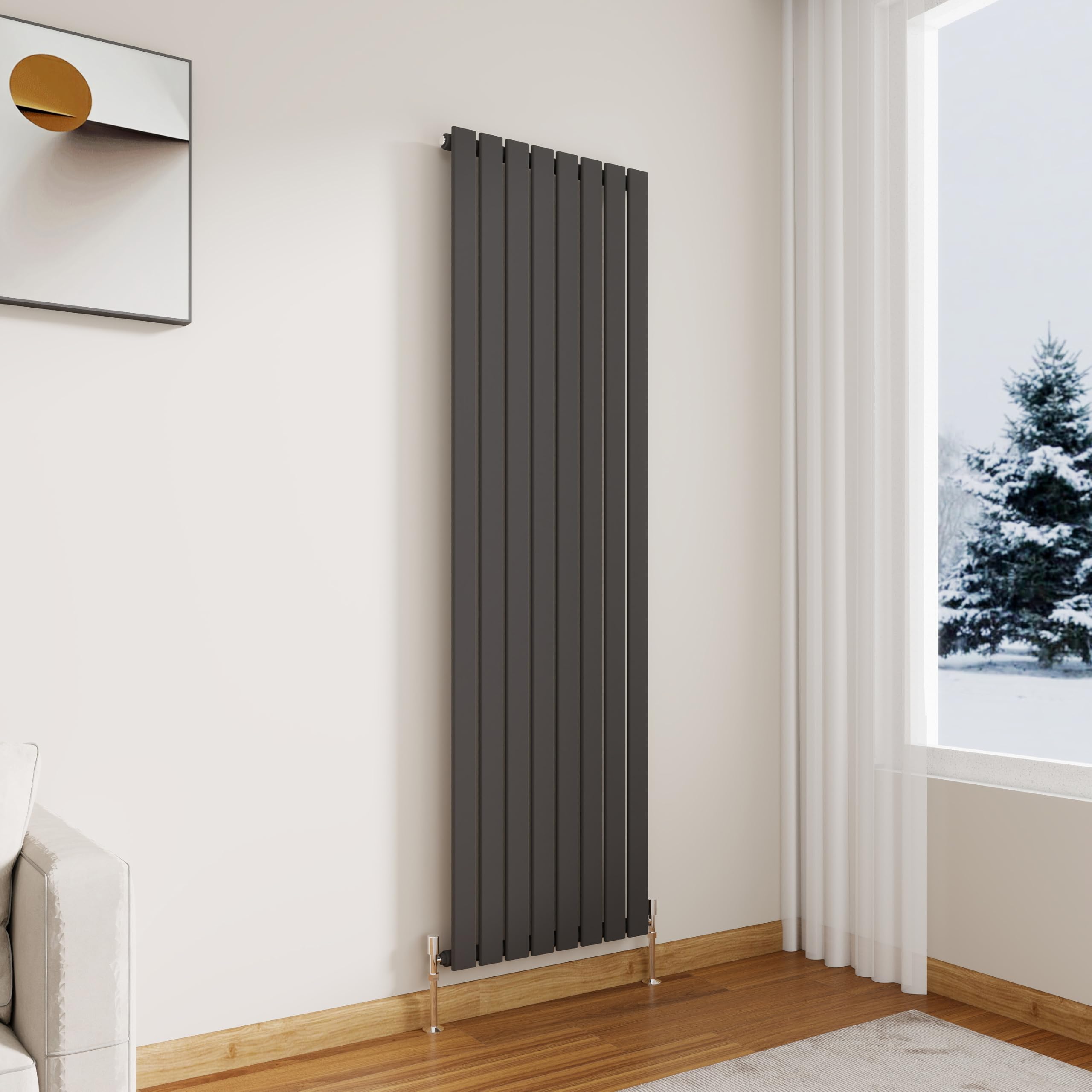 Modern Vertical Flat Panel Radiator,1800x544mm Anthracite Single Stylish Panel Central Heating Heater, Perfect Efficient Hall Radiator, Traditional Wall Mounted Rads, Design Grey Radiator โ image 1