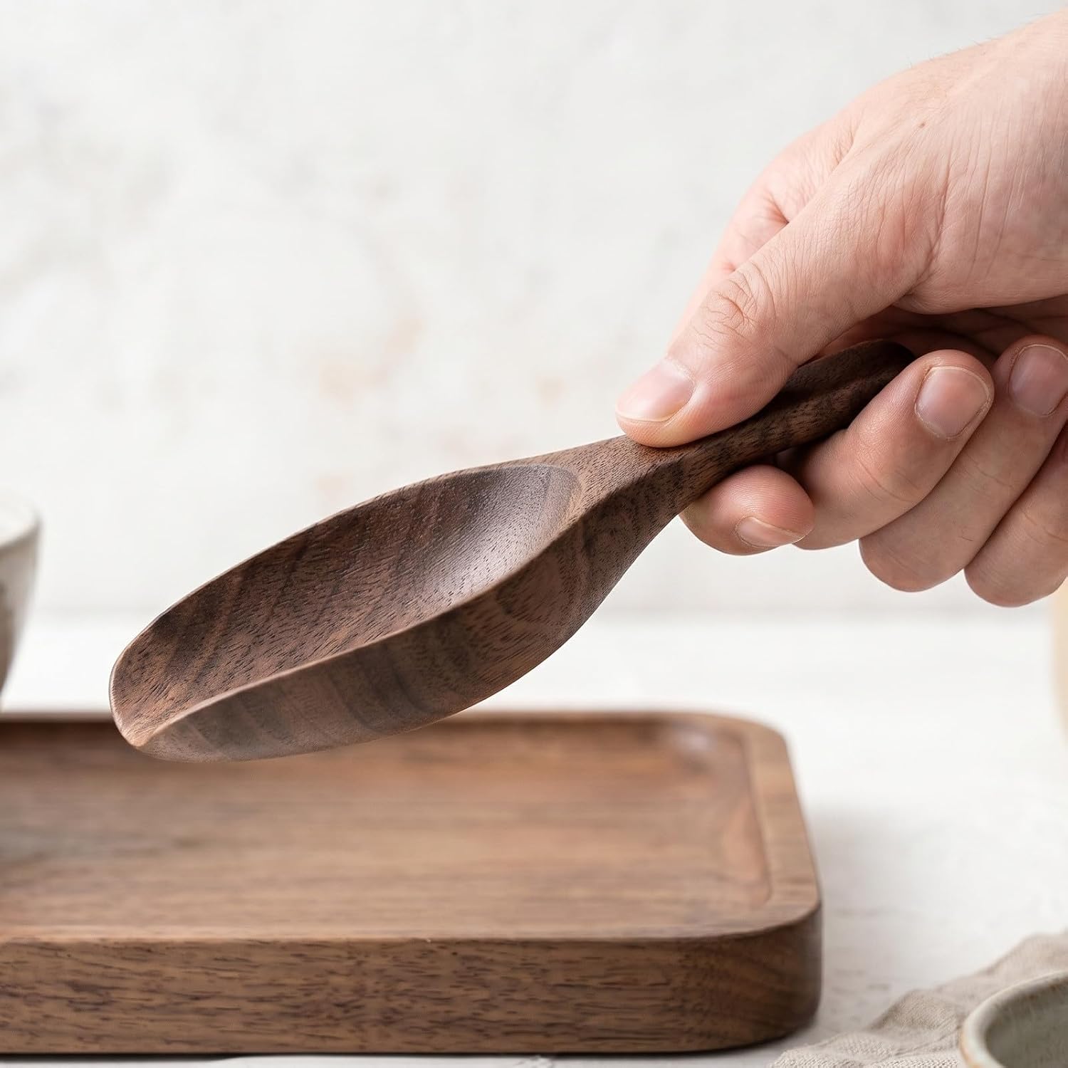 UKCOCO 2pcs Wooden Coffee Spoon | Walnut Measuring Scoop for Whole Beans,Tea,Sugar & Powder | 15ml/0.5oz Capacity | Rustic Kitchen Gift for Coffee Lovers