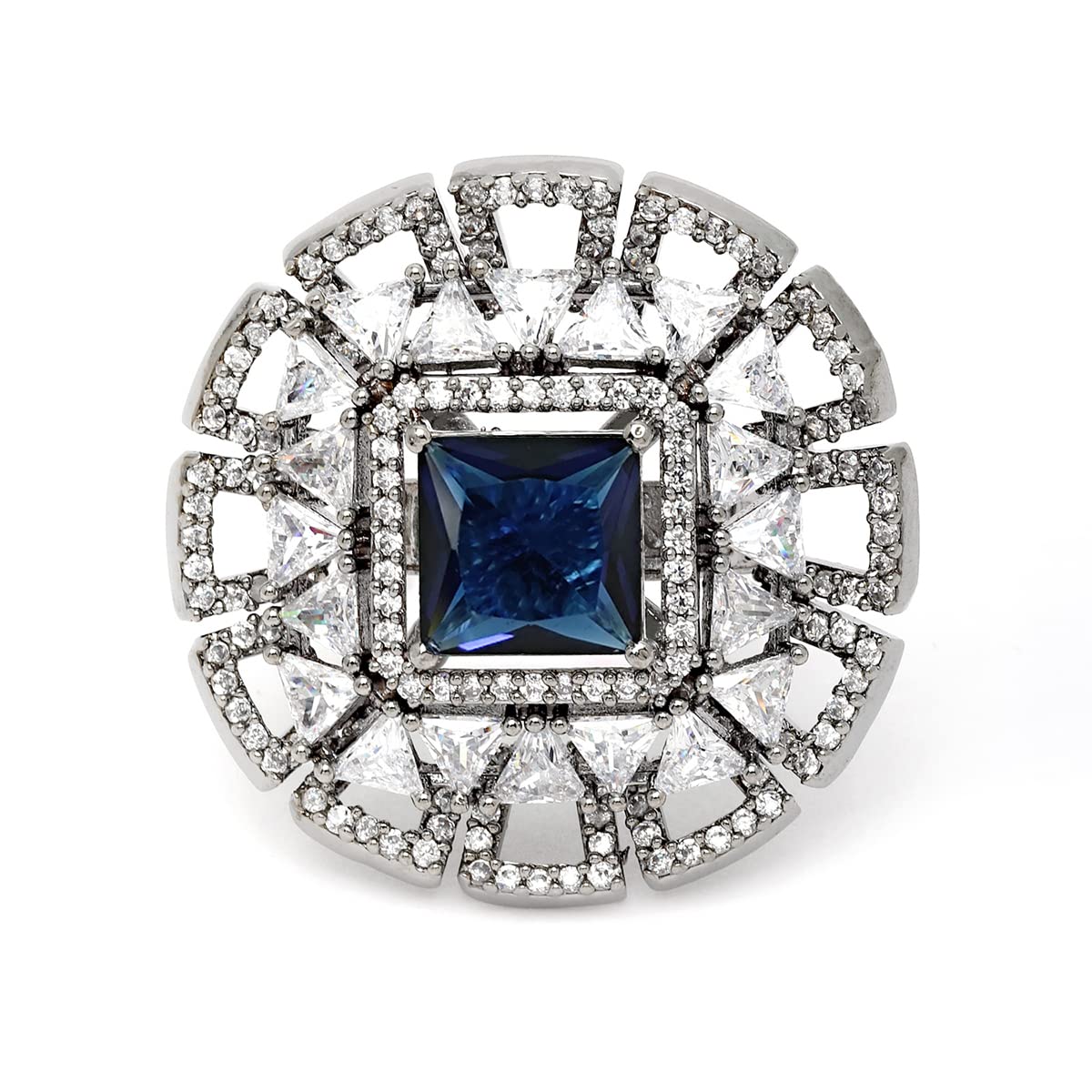 Karatcart Silver Tone Blue American Diamond Floral Shape Womens Ring (B0C5JVKCNB) Amazon Price History, Amazon Price Tracker