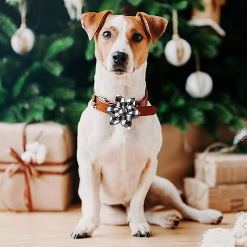 Miniatura 7 de Sweetude 30 piezas de collar de perro a cuadros con flores a granel collar de flores para mascotas, corbatines para perros de vacaciones, accesorio