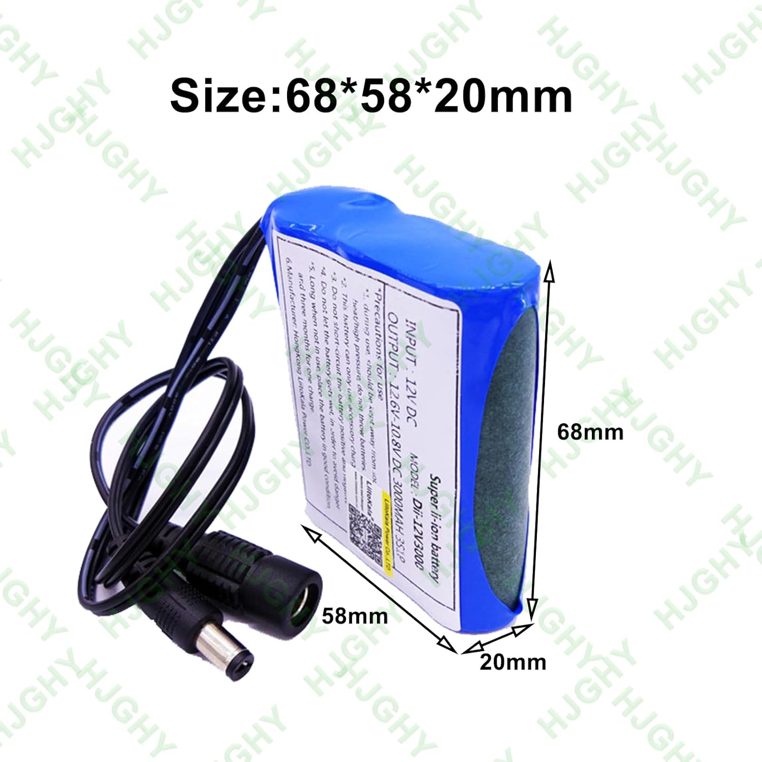 12V 3000mAh PVC Battery Pack 12 Volt Spare Lithium Battery for LED Lights/Speakers with DC Charger