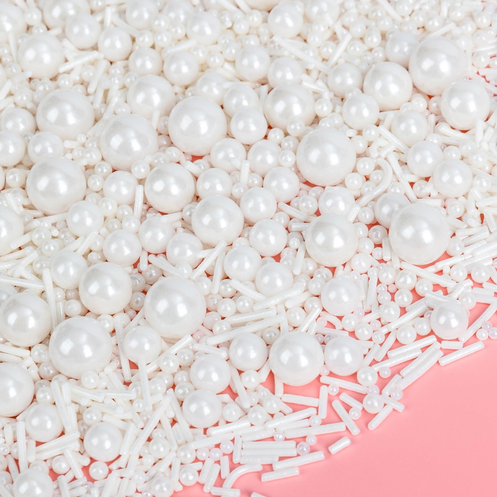 Edible White Sprinkles for Cake Decorating,Edible Pearl Jimmies Sugar Mix Size 130g/4.58oz,Baking Candy Decorations,Cupcake Toppers,Cookie Donuts Ice Cream Dessert Decorating,Wedding Birthday Party Easter Supplies
