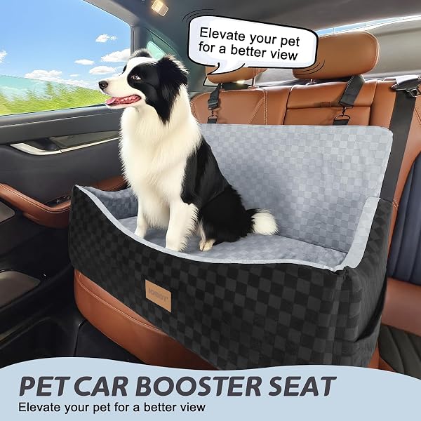 Detailed view of the JOEJOY dog car seat's memory foam cushioning and dual-fabric interior.