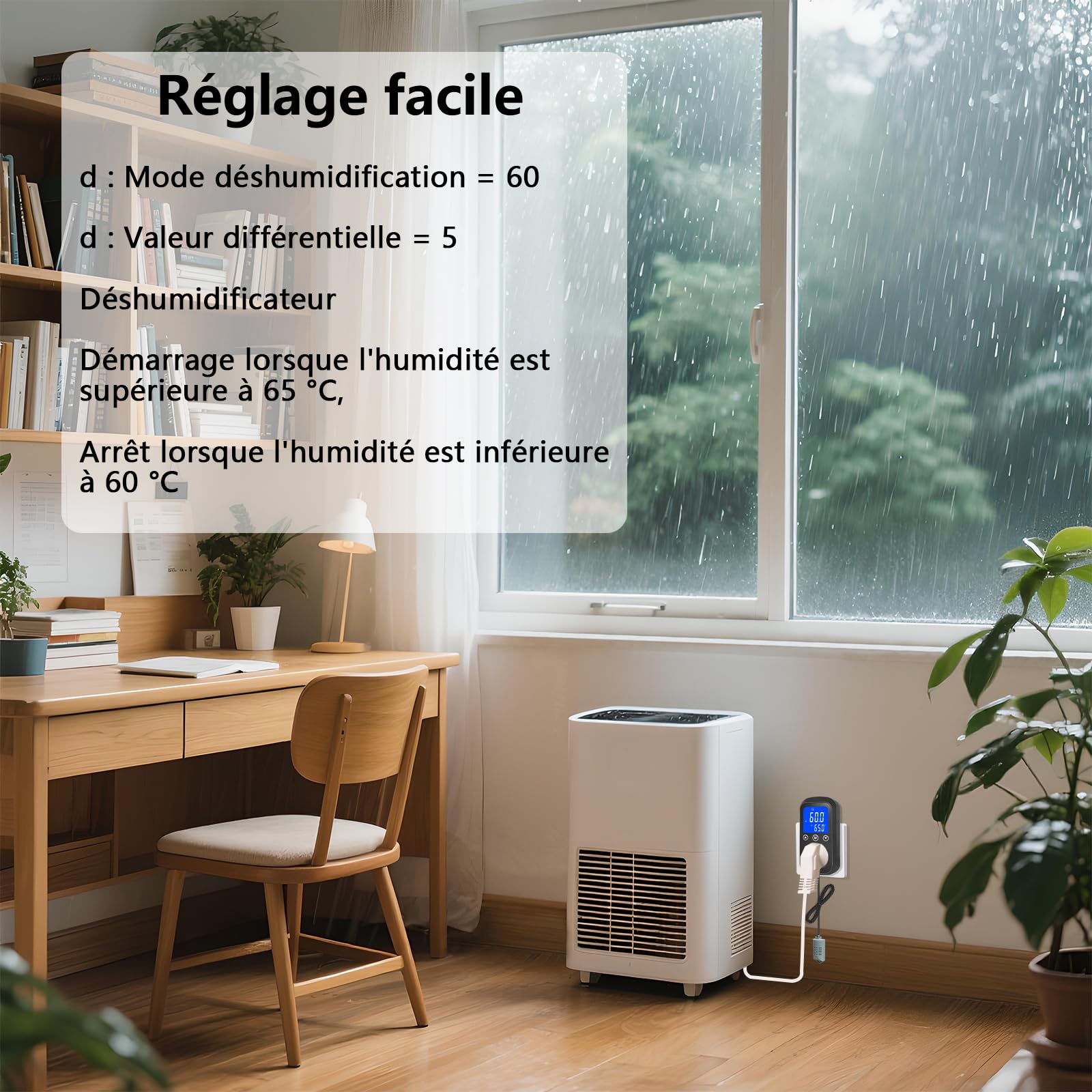KETOTEK KT2200 régulateur d'humidité numérique à brancher sur prise, hygrostat contrôle de l'humidité pour humidificateurs, déshumidificateurs, terrariums, incubateurs et serres