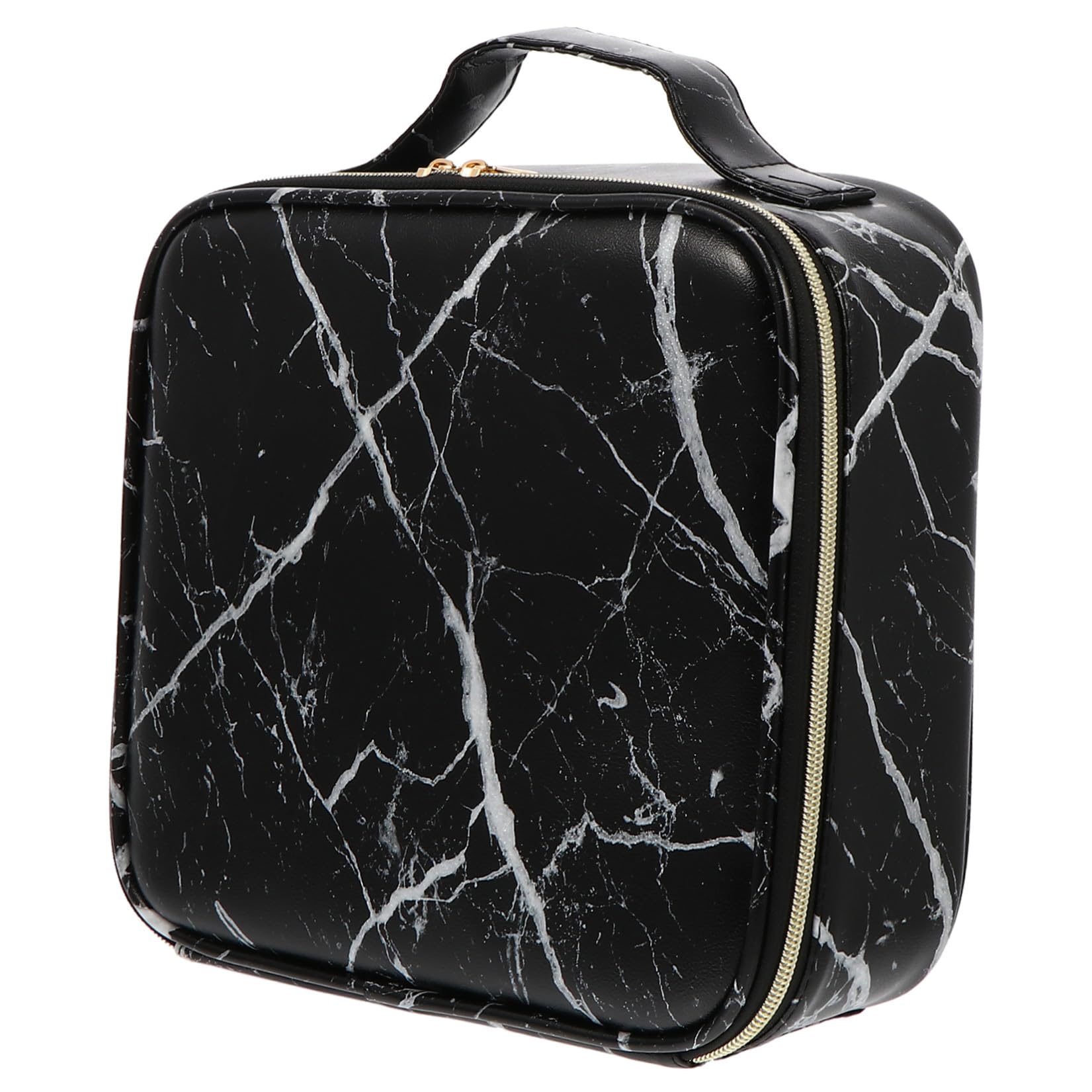 Ipetboom Reisekosmetikkoffer Marmor Design mit Verstellbaren Fächern Tragbarer Organizer für Make Up Pinsel Lippenstift Kosmetiktasche Handliches Beauty Case für Unterwegs