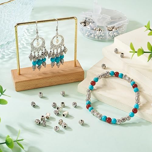 Miniatura 2 de Craftdady Cuentas espaciadoras de aleación tibetana mezcladas Antiuqe Perlas sueltas, Metal Plata Zinc Concha