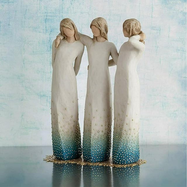 HUILAIBA By My Side Willow Tree Figurines, Three Girls Best Friends Sculpted Hand-Painted Figure, Resin Desktop Art Ornament Home Decorative Statue, Friendship Of Sisters Collectible Figurines