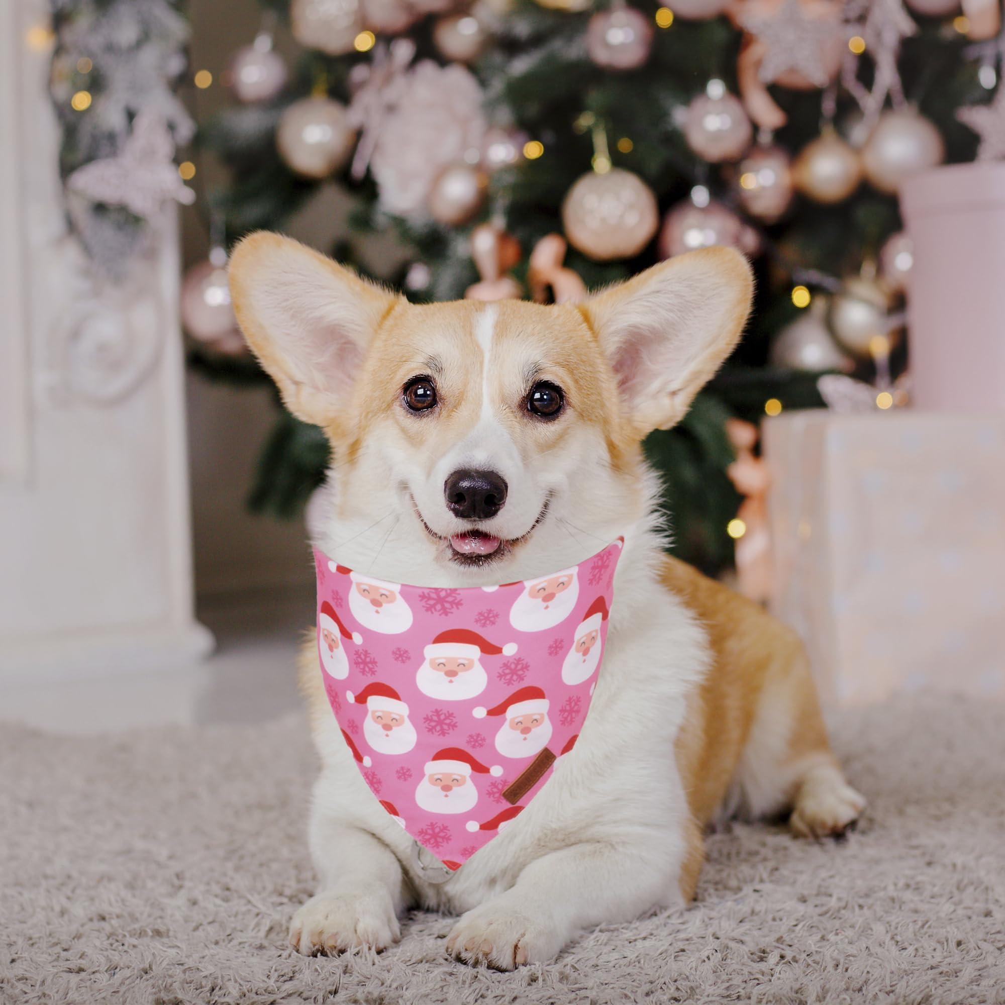 ADOGGYGO Christmas Dog Bandana, Christmas Tree Santa Dog Scarf, Premium Durable Fabric - Image 3