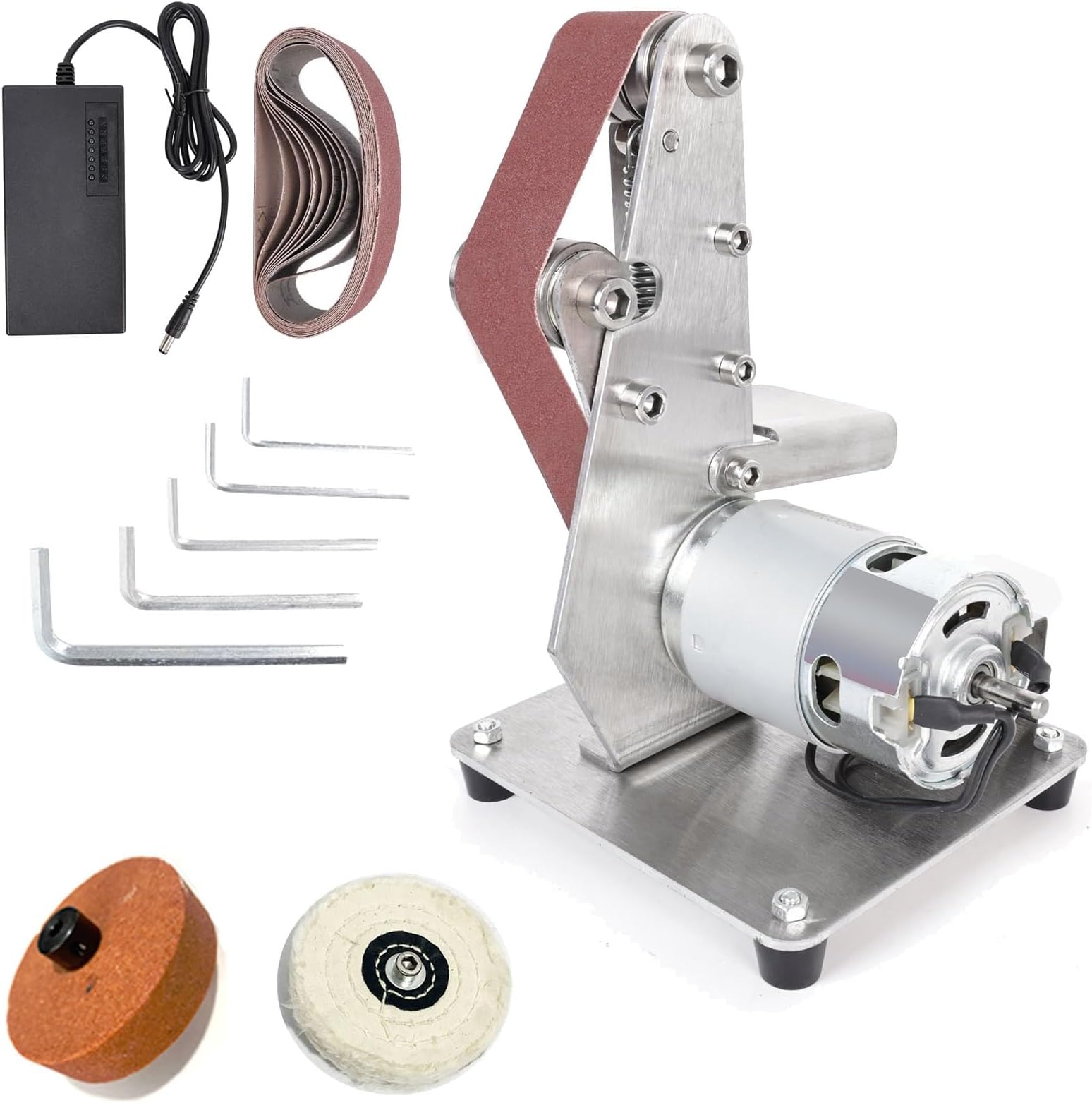 Mini belt sander,Bench grinder,Polishing machine, edge sharpener, adjustable polishing machine 4500-9000 rpm belt sander