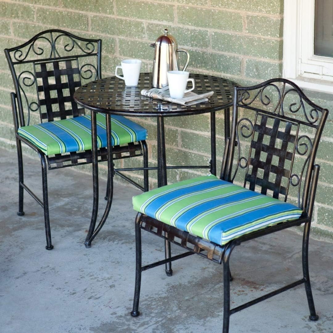 Pemberly Row 3 Piece Iron Patio Bistro Set, Round 30 in Table, Antique Black Finish, Wrought Iron Construction, All-Weather UV Resistant, Outdoor Table and Chair Set for Patio or Garden Use