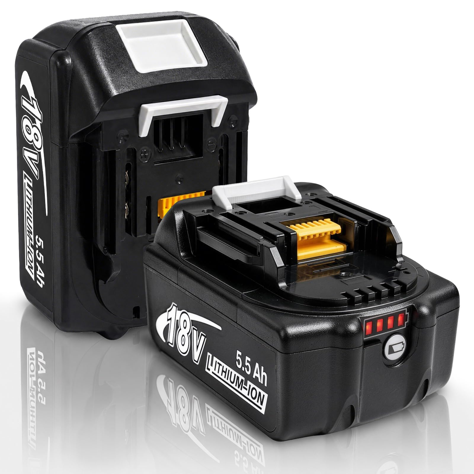 Lot de 2 batteries de rechange Li-ion 18 V 5500 mAh pour batterie Makita