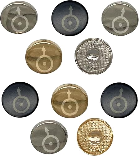 Astronomy Uranus Astrology Planet Symbol 0.6" (15mm) Round Metal Shank Buttons for Sewing - Set of 10 - Gold Color