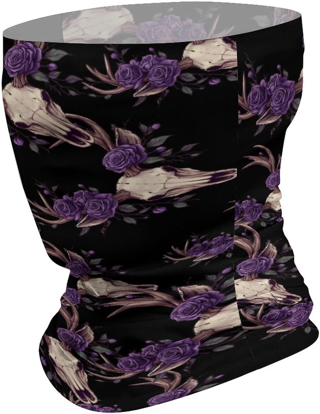 Deer Animal Skull with Floral Face Cover Neck Gaiters for Men Women Sun Protection Mask Scarf Hiking Bandana
