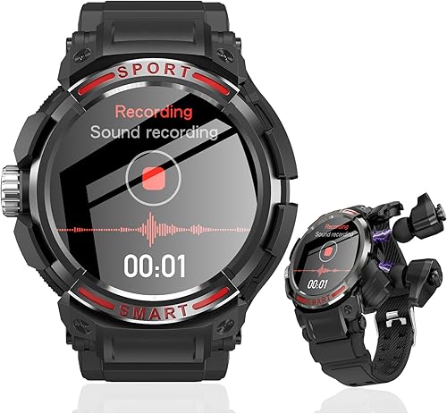 Reloj inteligente con auriculares para hombres y mujeres, reloj de fitness 2 en 1, pantalla HD de 1.43 pulgadas, contestarhacer llamadas, altavoz,