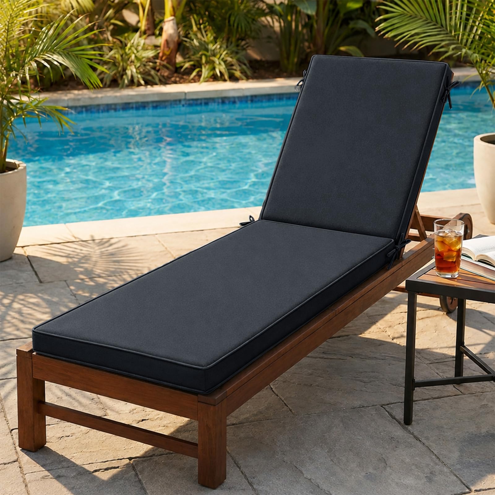 AZMAHT Sun Lounger Cushion Replacement,Waterproof Garden Sunbed Cushion