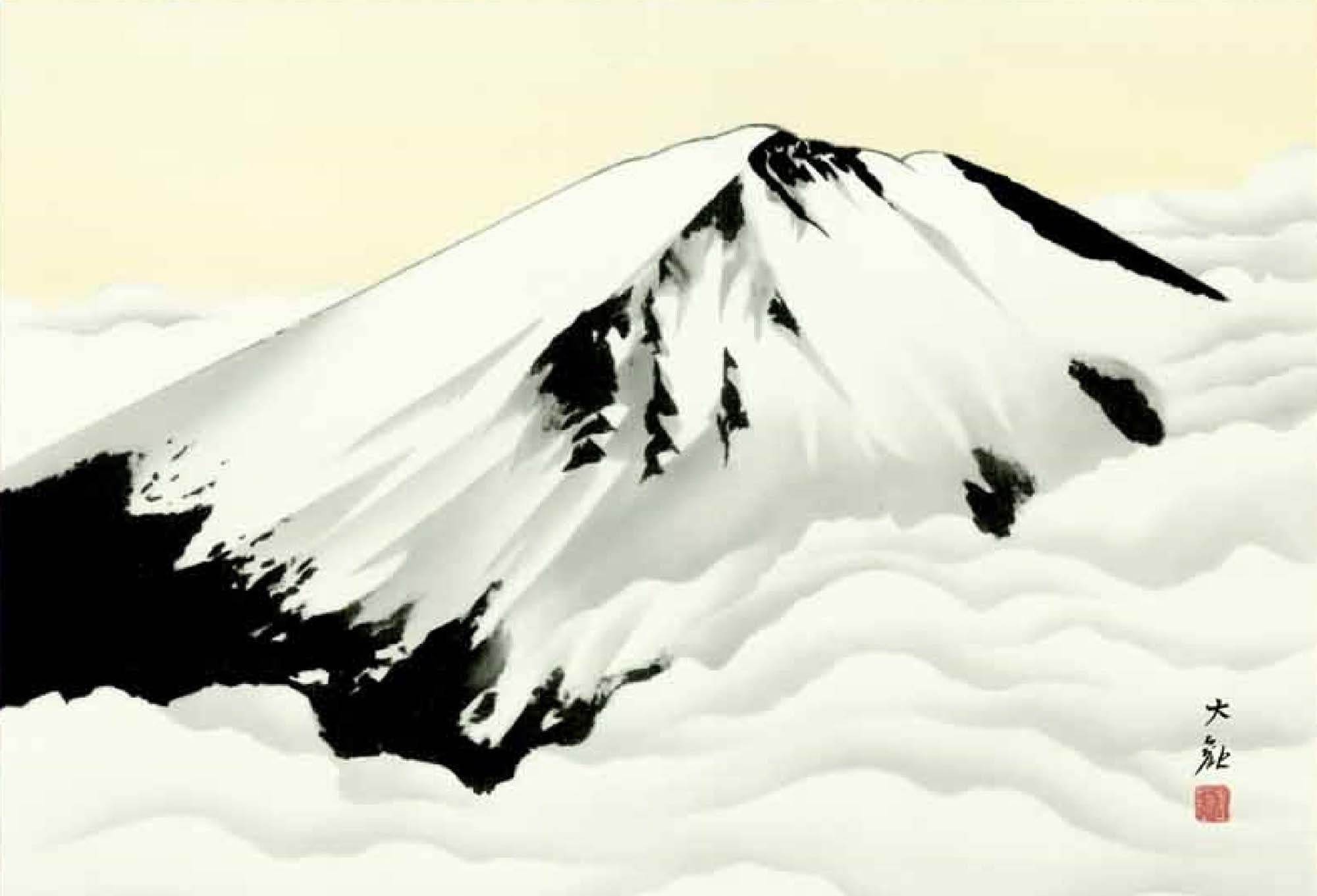 Amazon.co.jp: 【横山大観生誕150年】富士図・富士絵画・高精彩特色