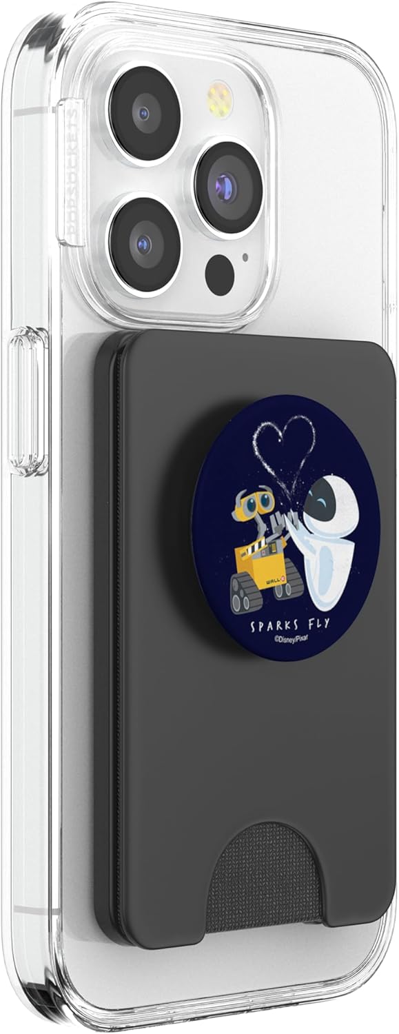 Disney Pixar Wall-E Valentine's Day Wall-E & Eve Sparks Fly PopSockets PopWallet for MagSafe