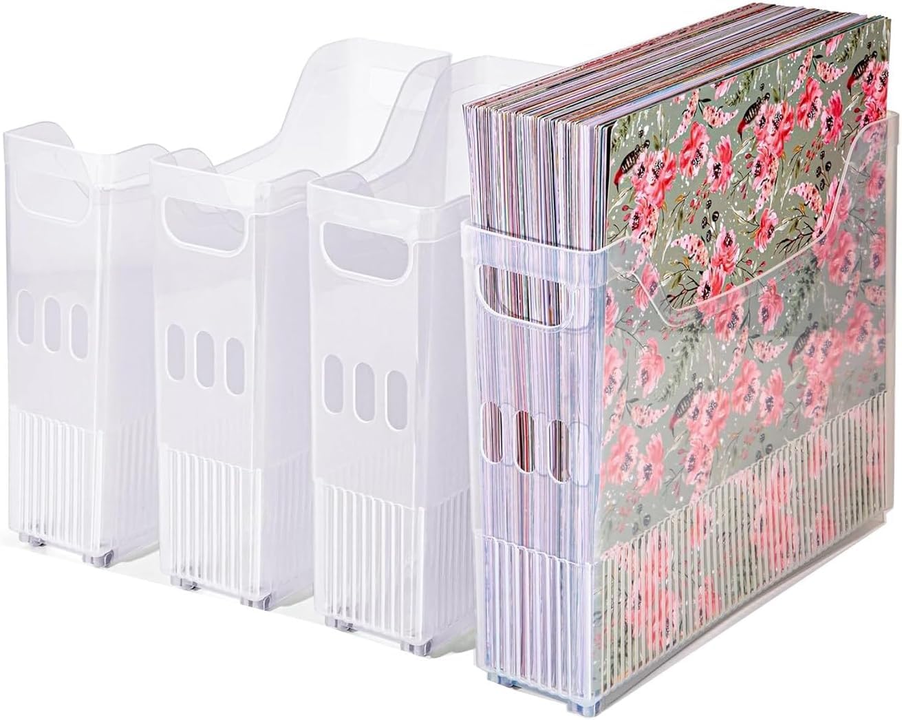 4 X Schowek Na Papier Do Scrapbookingu Z Kółkami, Plastikowa Taca Do Przechowywania Papieru Do Scrapbookingu 12 X 12 Cali