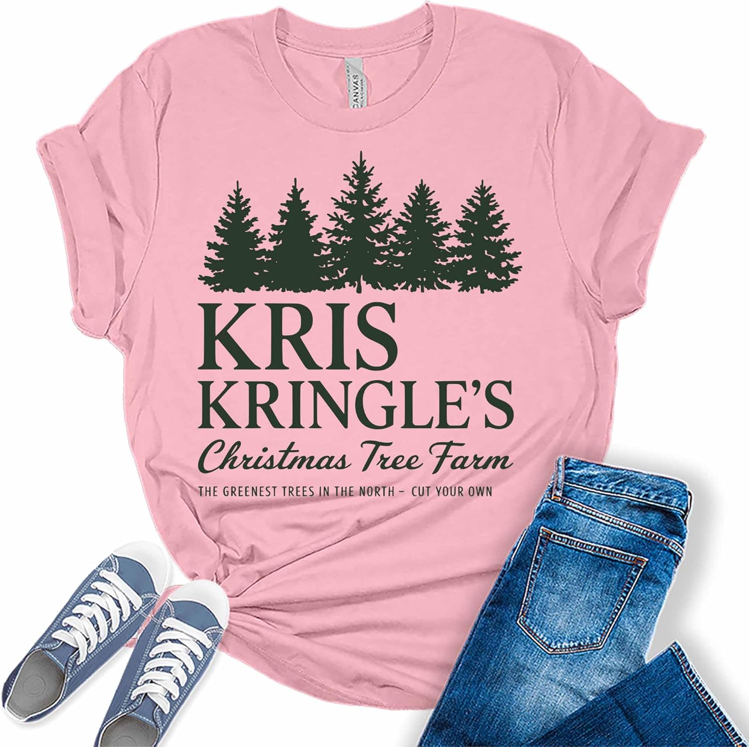 Christmas Shirts for Women Cute Floral Tops Holiday Graphic Tees