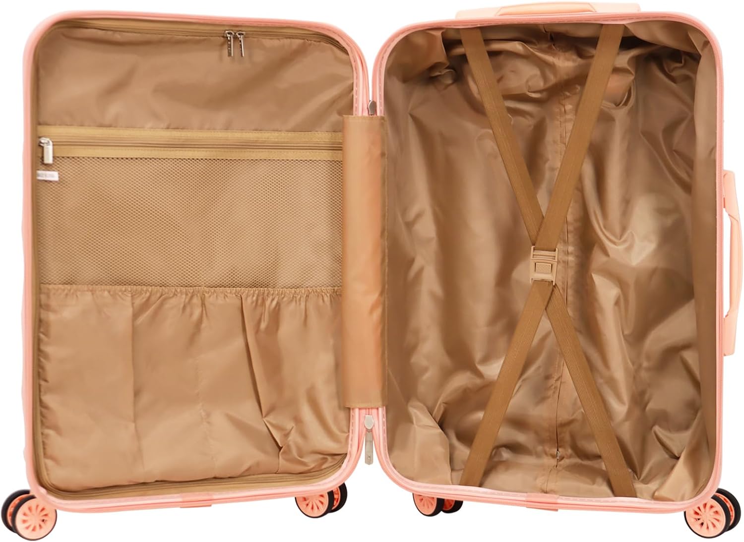 luggage sets 3 piece (Small + Medium + Large) ABS+PC hard shell luggage sets with 8 Spinner Wheels & 3-Digit Lock (Baby pink)