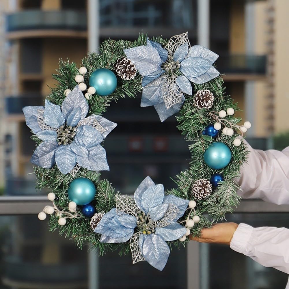 Ghirlanda natalizia a forma di stella di Natale, 45 cm, in pino satinato