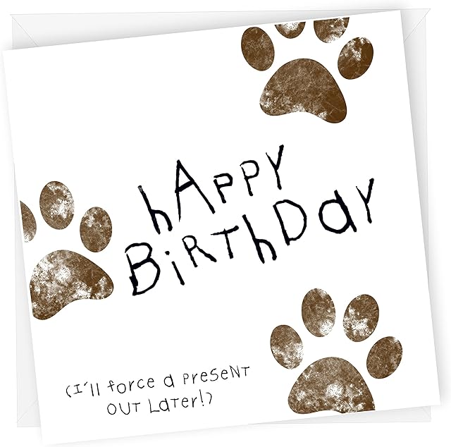 Card From Dog Birthday Card for Female Adult or Dog Owner, Funny Birthday Cards for Her, Size-15x15 cm