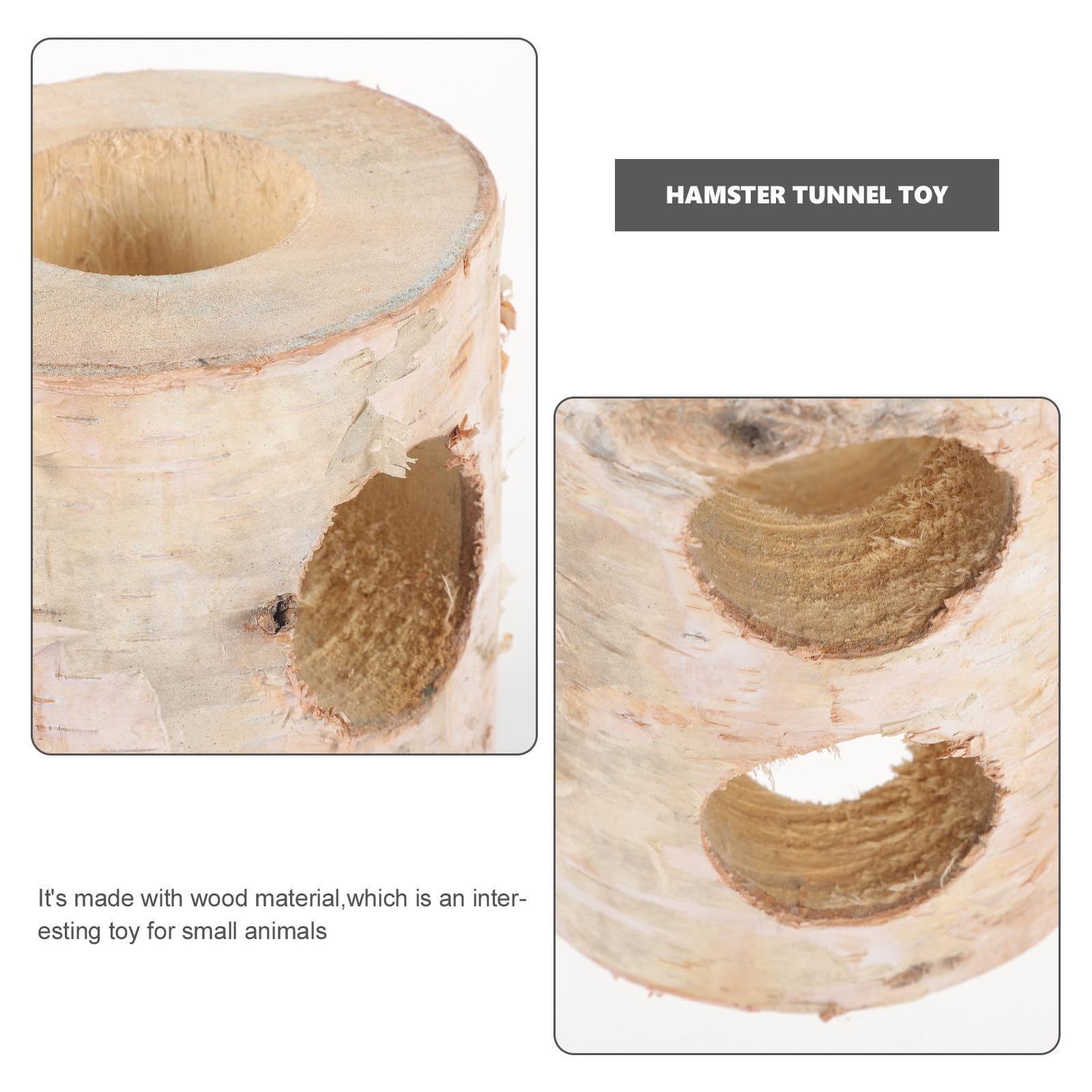 KALLORY Hamstertunnel mit Versteckfunktion und Verarbeitung Hölzernes Hamsterspielzeug als Versteck im Käfig für Kleine Haustiere