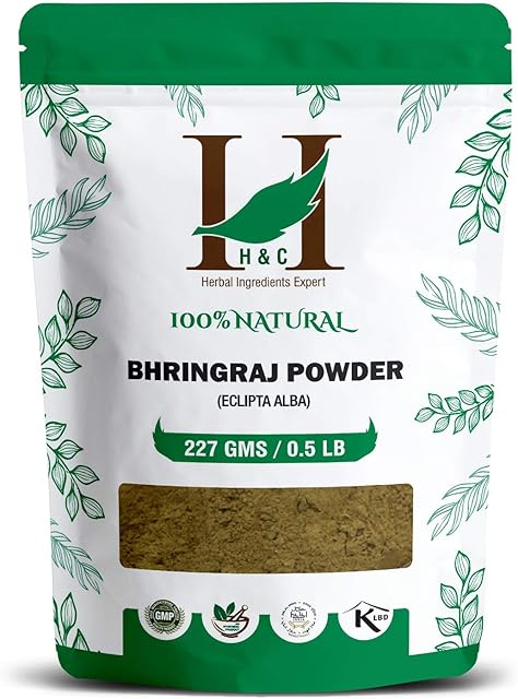 H&C- 100% Natural Bhringraj Powder for Hair - 227g / 0.5 LB/ 08 oz