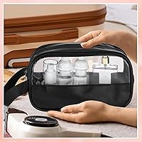 Vista 5 de Tanlade 18 bolsas de cosméticos transparentes a granel, bolsa de maquillaje translúcida para mujer, impermeable, portátil, juego de bolsas de Negro