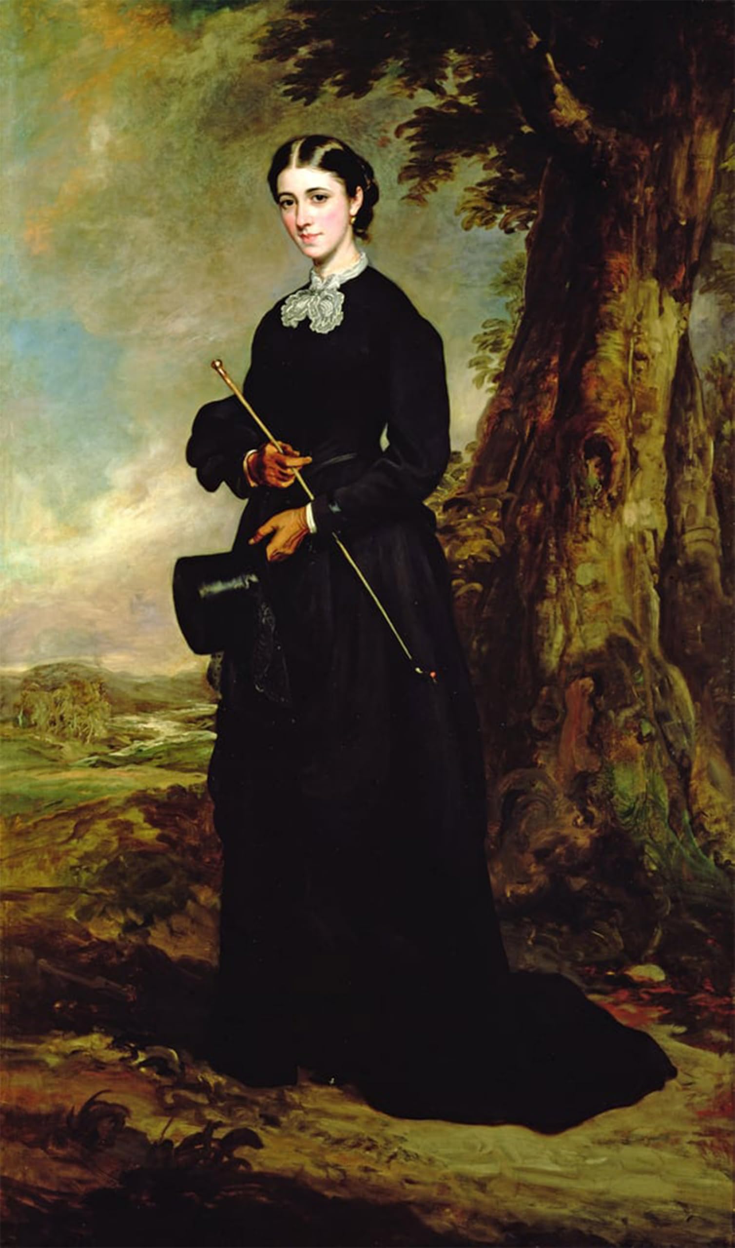 POSTERIIk Famous Print Pop Art Wall Art Graffiti Young Woman Wearing a Black Riding Habit and Standing in a Landscape by Francis Grant Art Prints for Home Decor 60x90cm