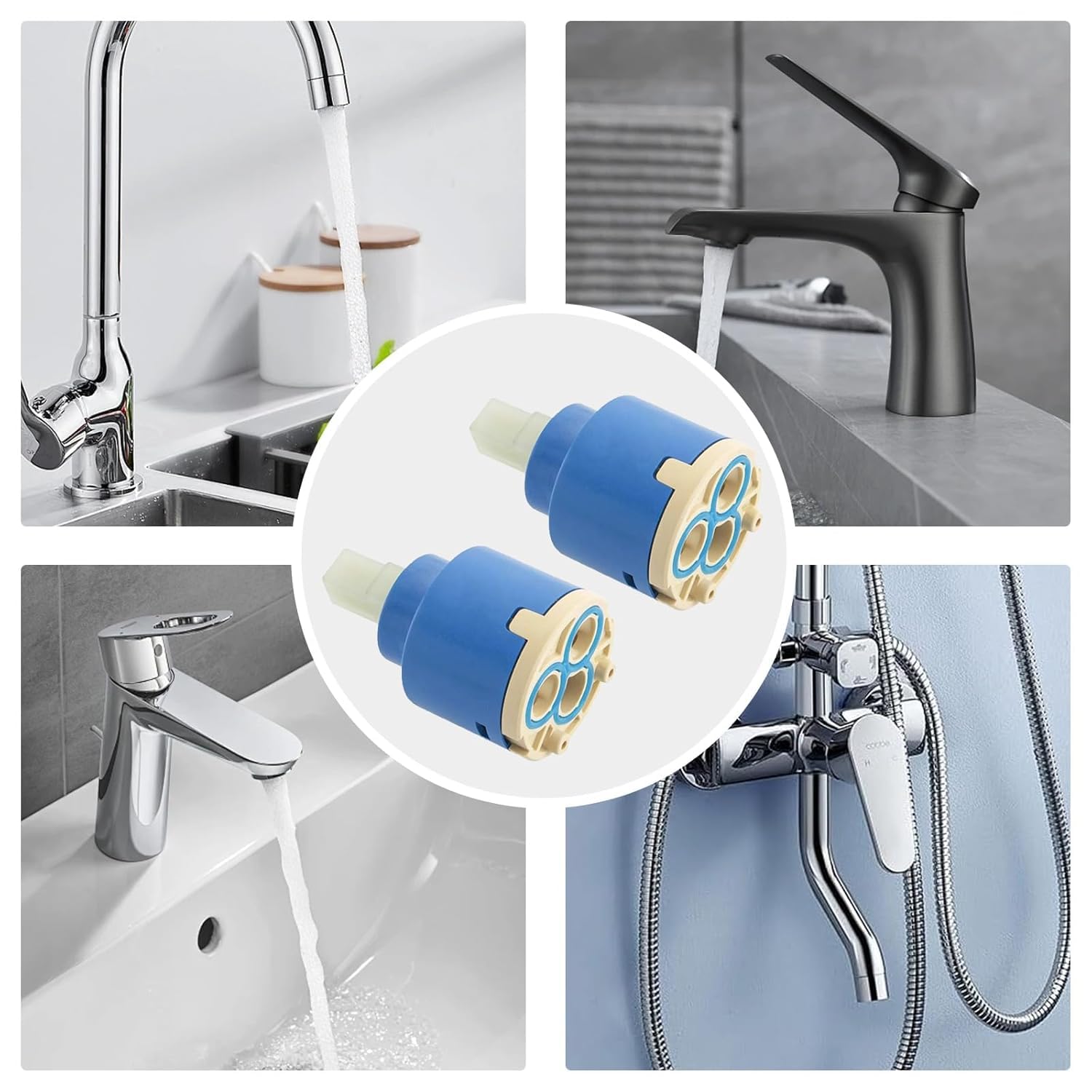 2 Piezas Cartucho Cerámico 35mm - Cartucho Universal para Grifo Monomando de Cocina, Lavabo y Ducha - Repuesto de Recambio para Grifería