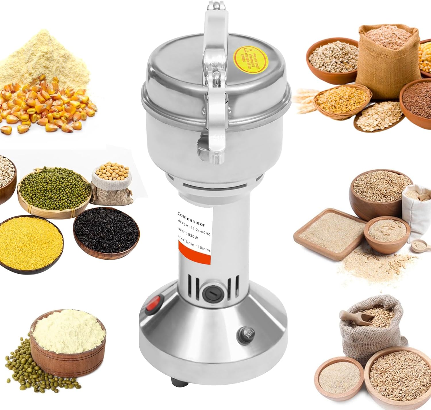 150g High Speed Food Electric Stainless Steel Grinder Mill Seeds,850W Electric Grain Mill,28000r/min,Flour Nut Pill Wheat Corn Herbs Spices & Seasonings Dry Grinder (150g)