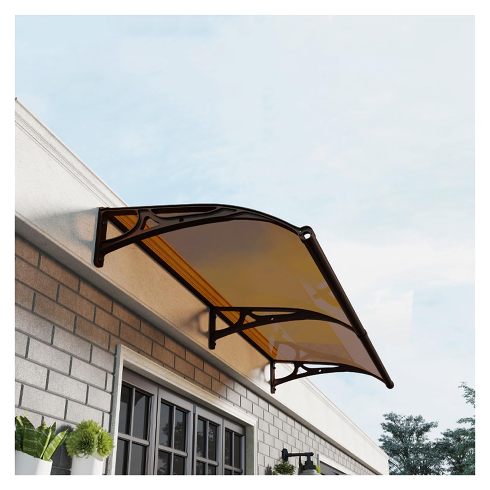 Auvent moderne pour porte d'entrée et fenêtre de terrasse – Extérieur pour portes et dimensions 80 x 350 cm – Protection contre la pluie et le soleil