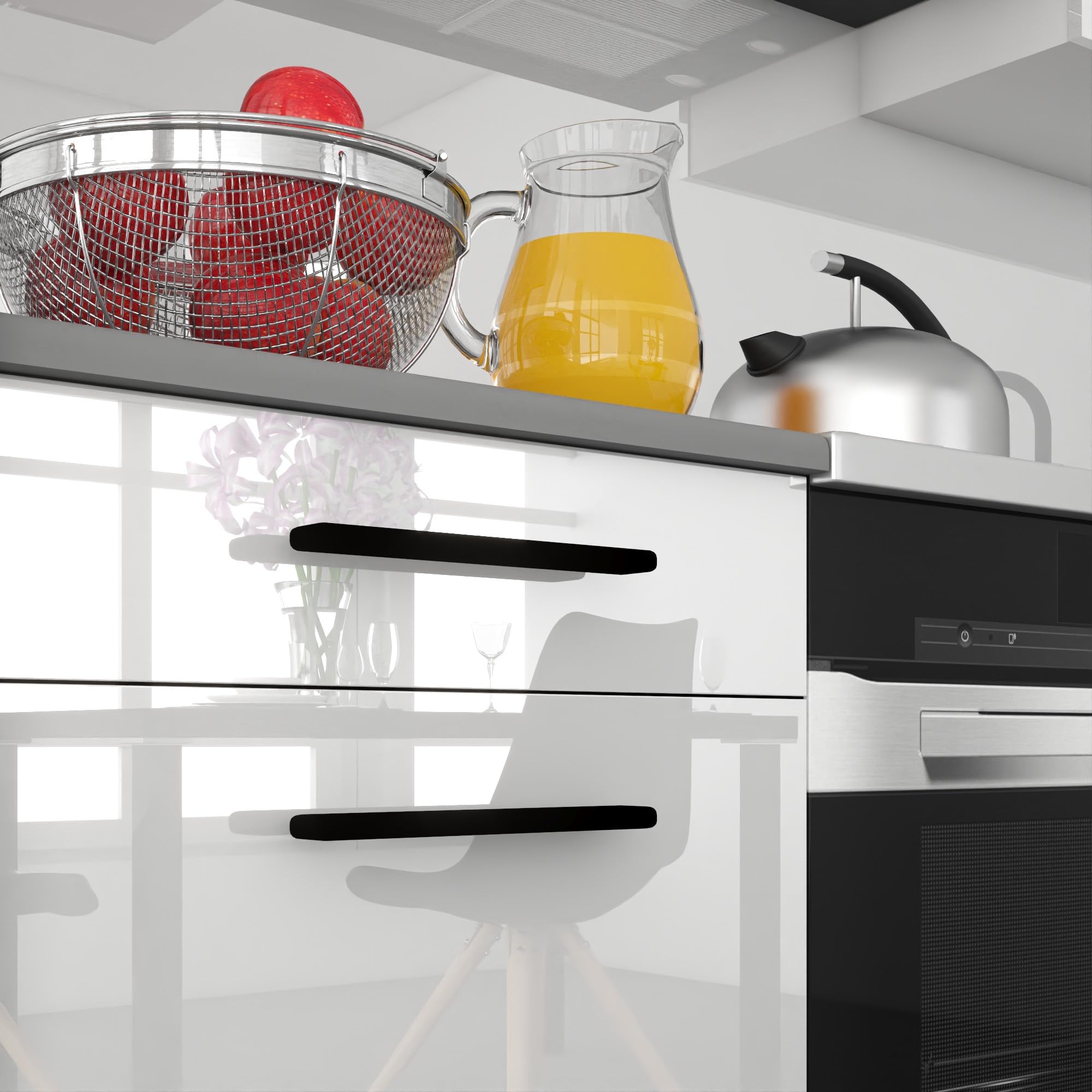 Belini Italia 1 Liniowa szafka kuchenna 180cm Biały Błyszczący | ECONATURA DECOR Liniowa szafka kuchenna, szafka, bez sprzętu AGD, z blatem roboczym