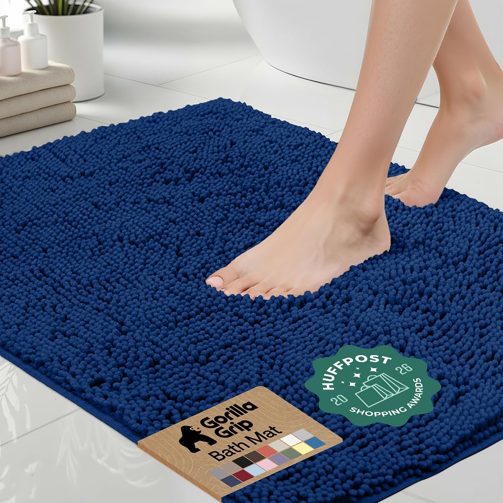 Gorilla Grip Original Luxury Chenille Bathroom Rug Mat, 24x17, Extra Soft and Absorbent Shaggy Rugs, Machine Wash Dry, Perfect Plush Carpet Mats for Tub, Shower, and Bath Room, Royal Blue โ image 1