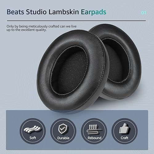 Miniatura 2 de Wzsipod Studio 3 Almohadillas de repuesto para auriculares inalámbricos Beats, compatibles con Beats Studio 2 con cable, no compatible con Solo 32,