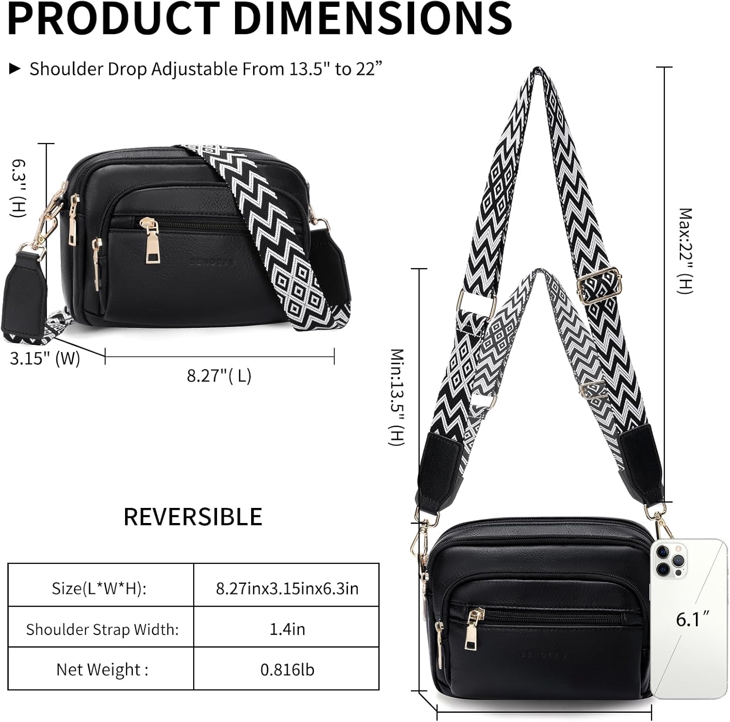 SENDEFN Small Crossbody Purse for Women Vegan Leather Purses Women's Shoulder Handbag with Wide Strap - Image 5