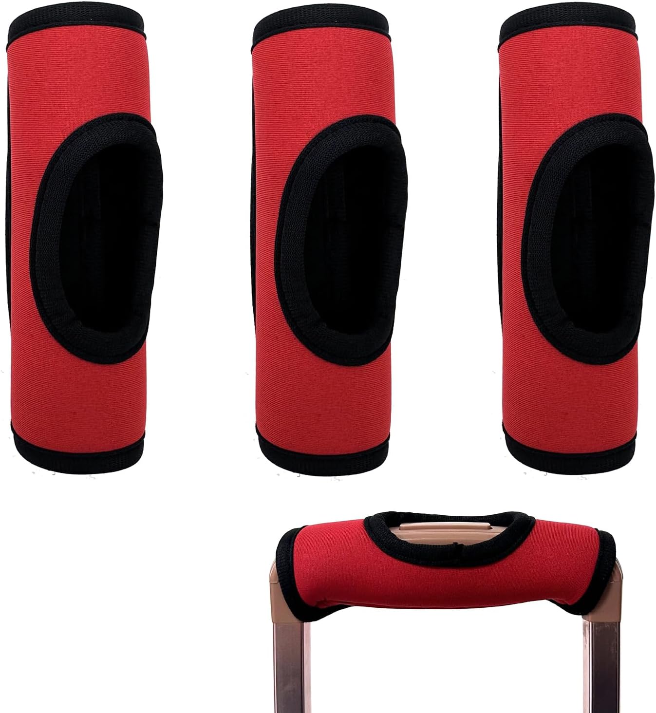 KOSTOO Lot de 3 housses de poignée de bagage en néoprène avec design creux pour valises, bagages, accessoires de voyage (rouge)