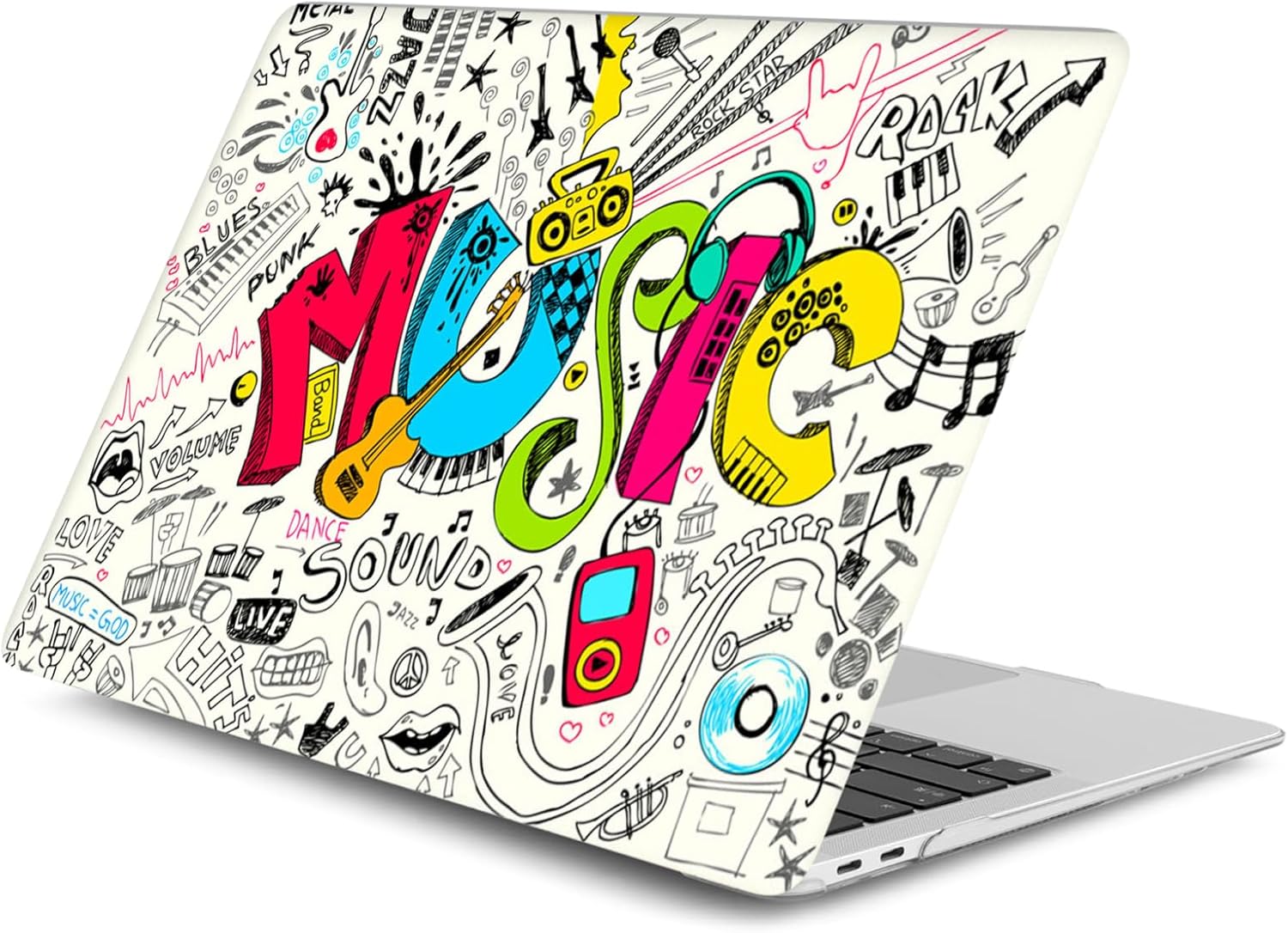 Hard Shell Cover Compatible with MacBook Air 13.6 inch Case 2024-2022 Release M3 A3113 M2 A2681 with Liquid Retina Display, Laptop Protective Plastic Shell Case & Keyboard Cover - Music