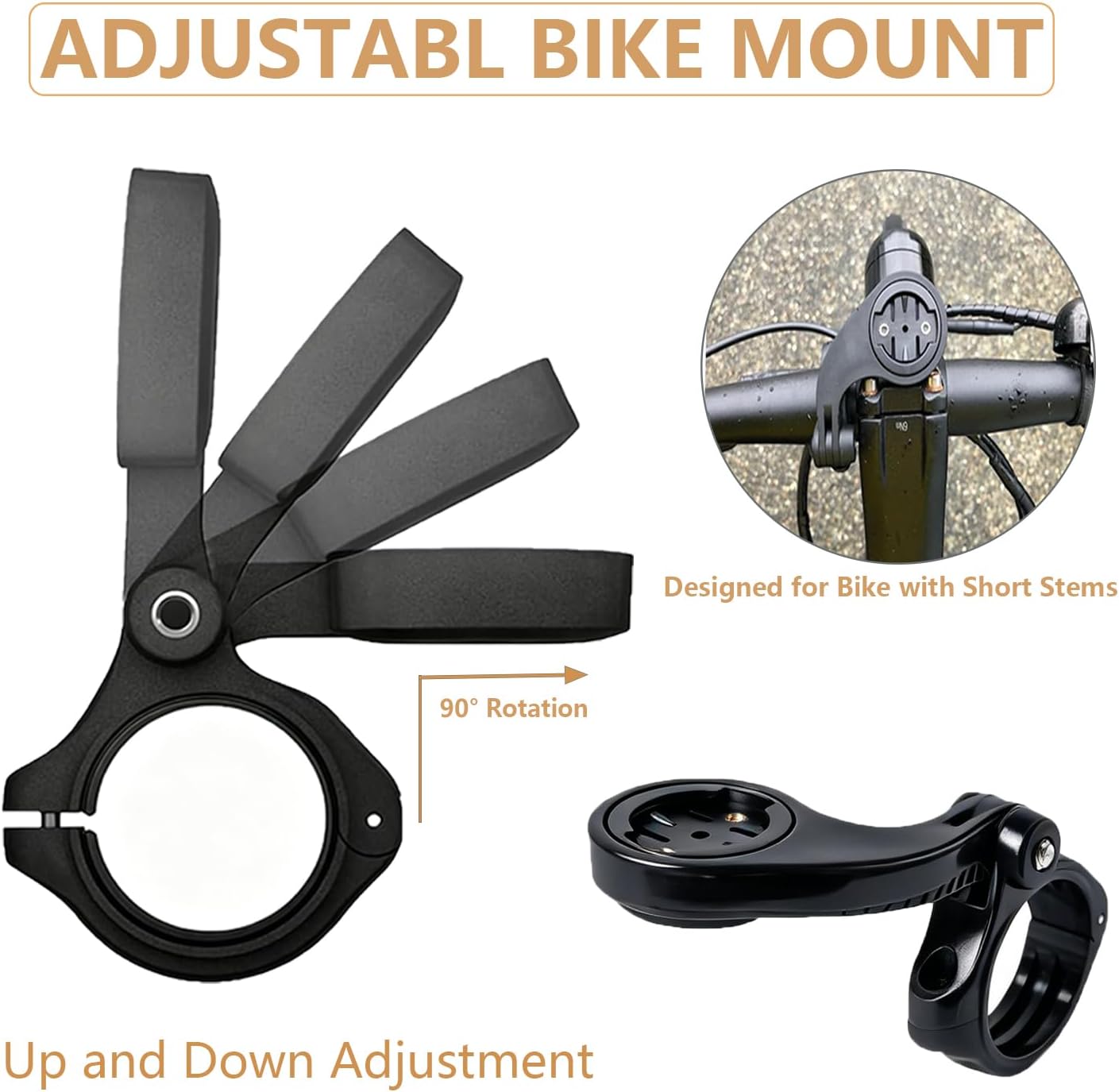 Adjustable Bike Mount for Garmin Computer GPS Out Front MTB Cycling Handlebar Holder Compatible with Garmin Edge 1050 1040 1030 1000 130 Plus 200 540 530 520 510 500 840 830 820 810 800 Explore XOSS G image 2