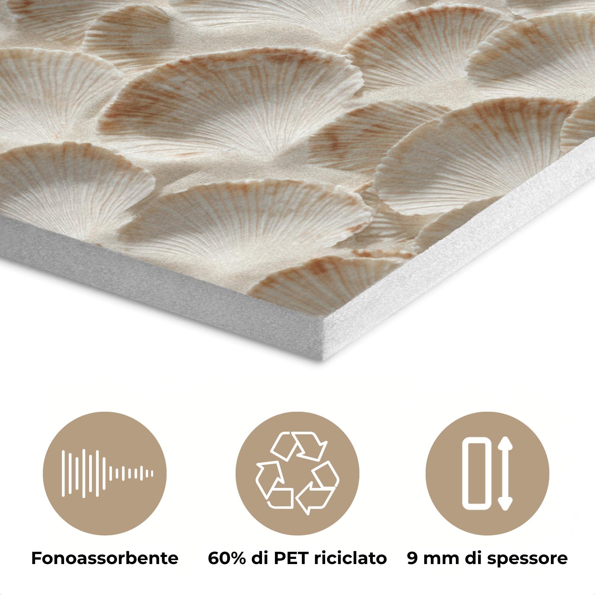 MuchoWow© "MuchoWow© Pannelli Fonoassorbenti Parete Acustici Insonorizzanti | 70x100 cm - Pannello Fonoassorbente Design Isolante Acustico Fonoisolanti Insonorizzazione Stanza Conchiglie - Forma a