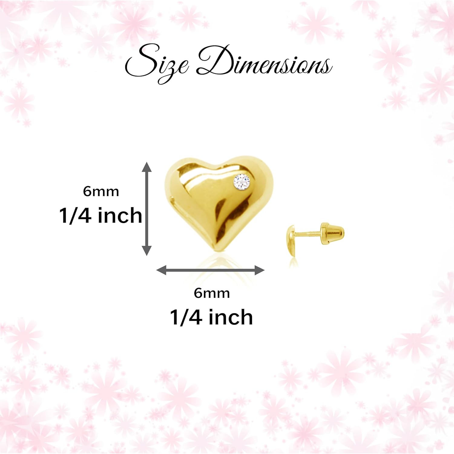 Cherished Moments Children's .925 Sterling Silver and 14K Gold-Plated Heart Earrings with Tiny CZ Stone and Screw Backs - Image 4