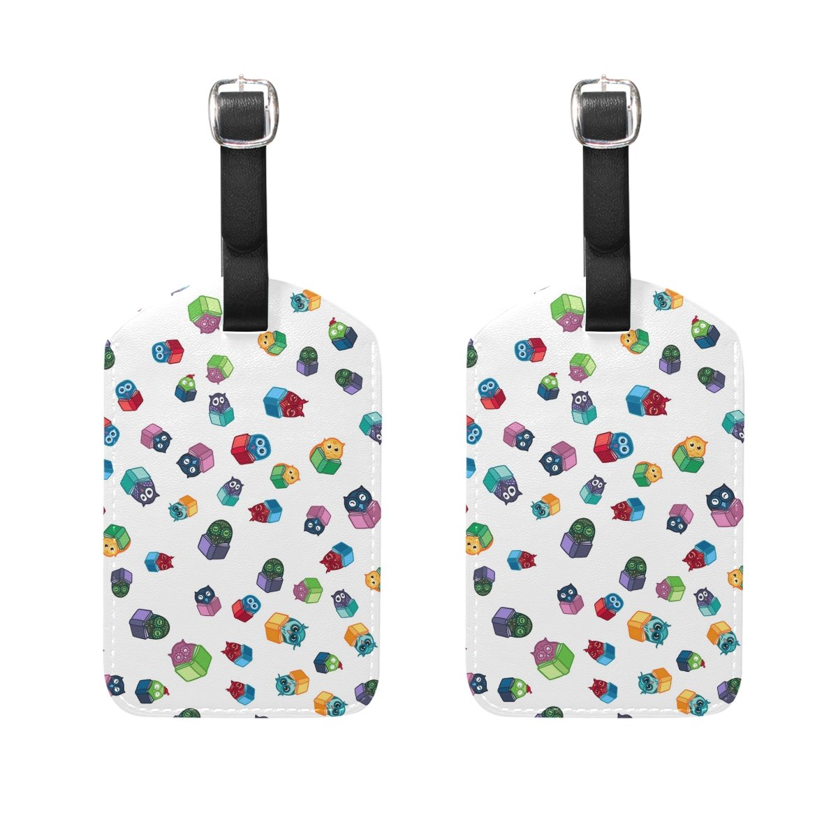Ethel Ernest PU Leather Labels Tag Cute Owls Reading Luggage Tags Travel ID Bag Tag for Baggage Suitcase, 2 Pieces
