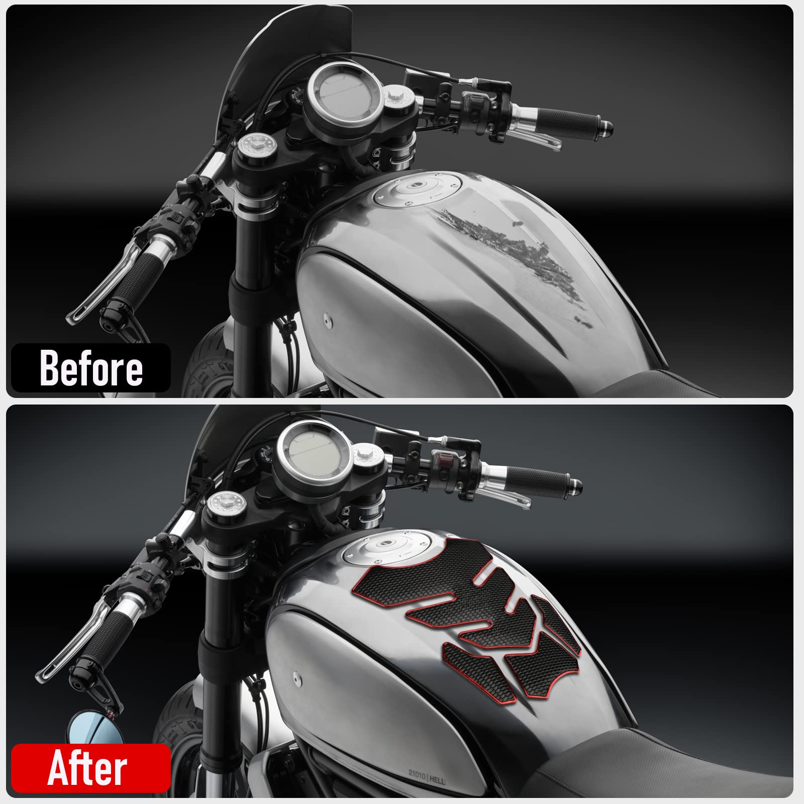 WOHOOD Adesivi Moto Protezione Adesivi Per Serbatoio Carburante Moto Decalcomanie Universali Per Lische Di Pesce Tappetino Protettivo Accessori Per La Modifica Della Decorazione