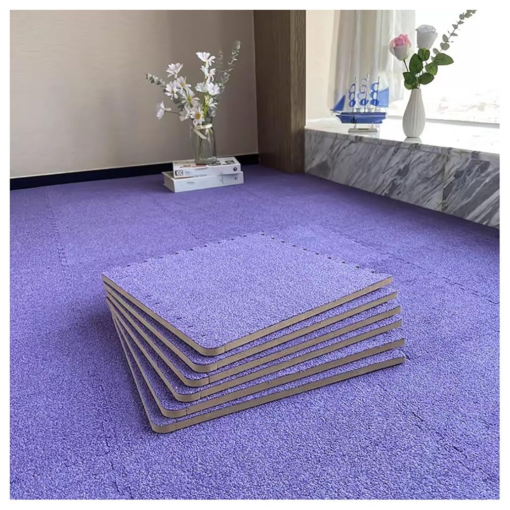 Alfombra de suelo entrelazada de espuma de felpa suave morada con bordes 8