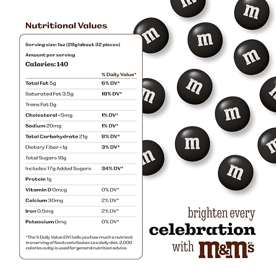 M&M'S Black Milk Chocolate Candy, 2lbs, Resealable Pack for Parties, Halloween, Birthdays, Desserts