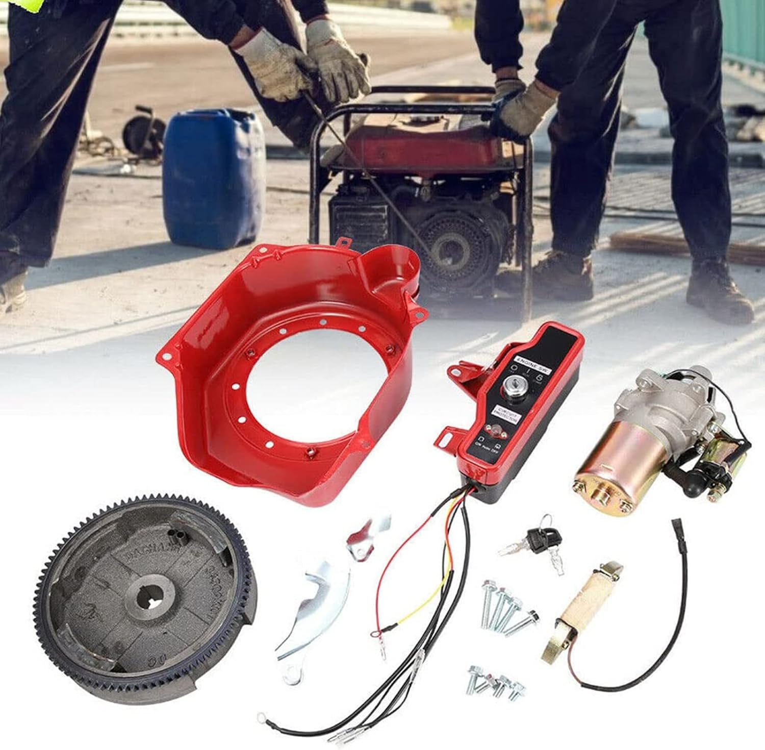 Electric Start Kit Flywheel Starter Motor Key Switch Coil Ignition Box