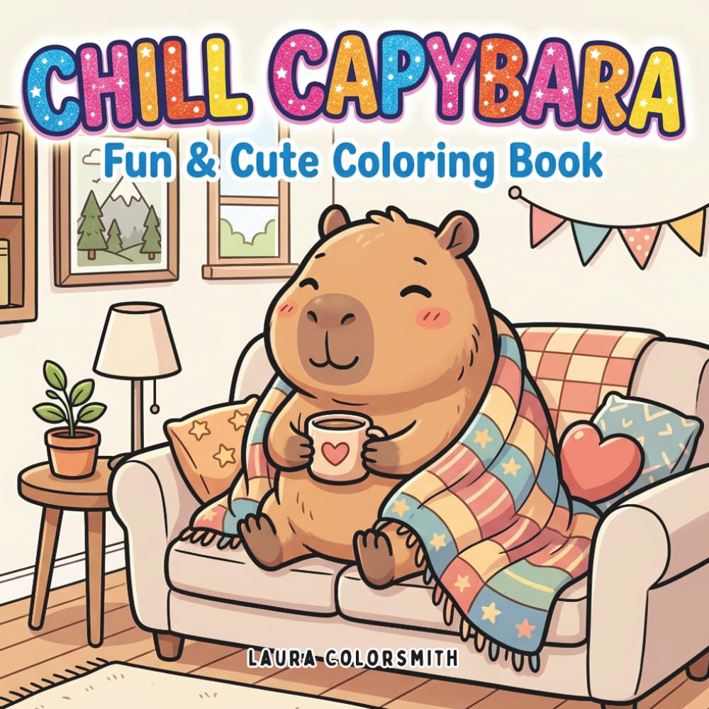 Chill Capybara – Fun & Cute Coloring Book: Capybara Coloring Book with Bold, Simple, and Cozy Designs for Stress Relief and Relaxation (Coloring book with animals)
