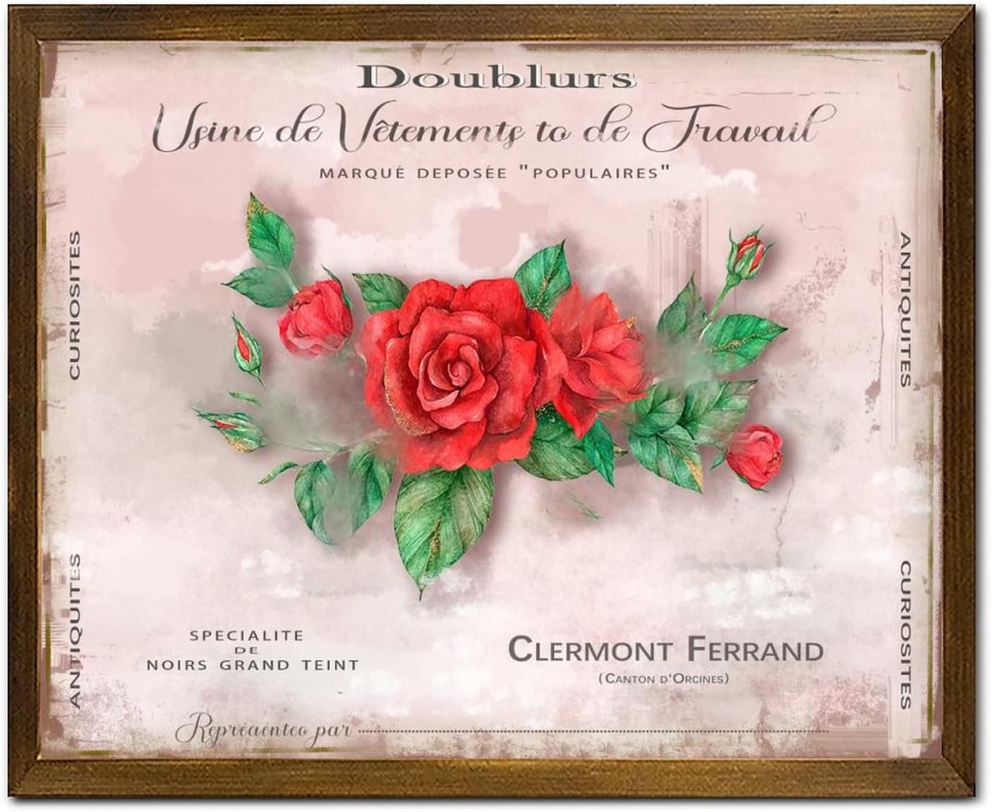 Vintag French Rose Flower Framed Wood Signs French City Wall Art Signs Rustic Hello Spring Flower Wood Decor Farmhouse Wall Hanging Plaque for Home Family Living Room Bedroom 16x20 Inch
